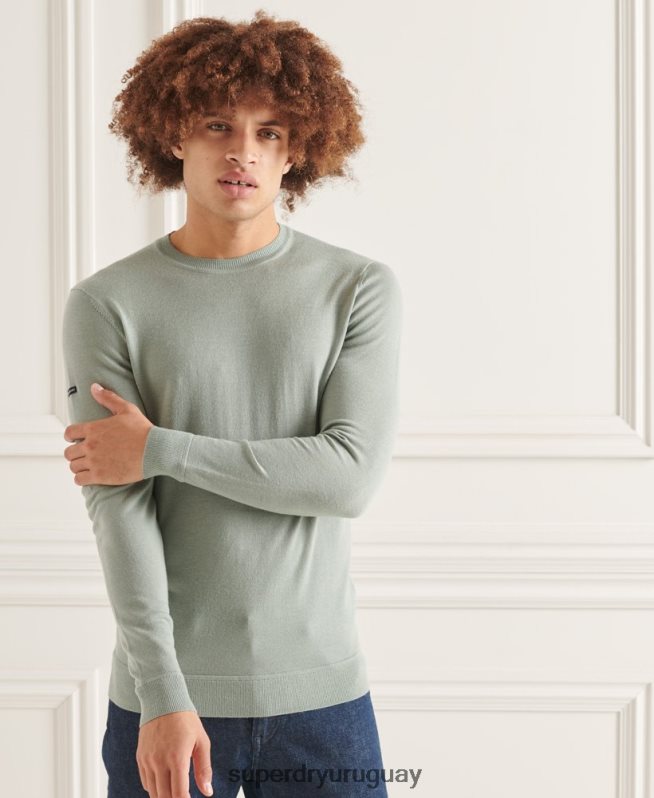uy Superdry hombres suéter con cuello redondo de lana merina de studios gris oscuro DT2N8Z1315 ropa