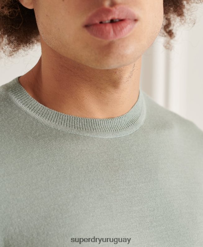 uy Superdry hombres suéter con cuello redondo de lana merina de studios gris oscuro DT2N8Z1315 ropa