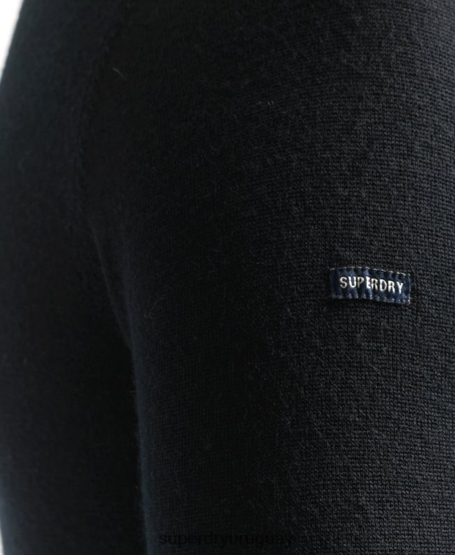 uy Superdry hombres suéter con cuello redondo de lana merina de studios negro DT2N8Z1286 ropa