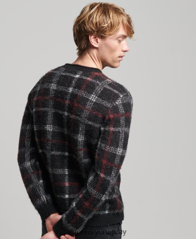 uy Superdry hombres suéter con cuello redondo y motivo negro DT2N8Z1279 ropa
