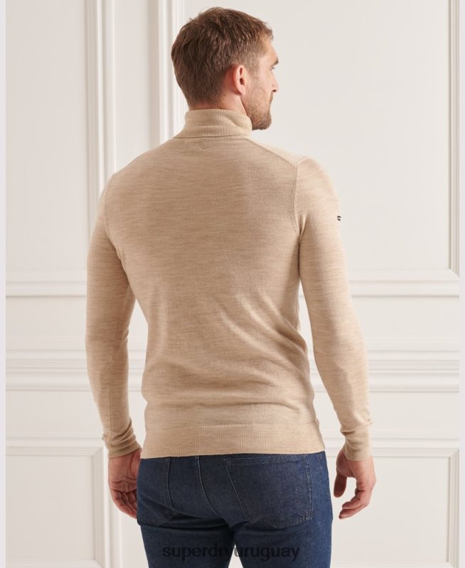 uy Superdry hombres suéter con cuello vuelto de merino studios beige DT2N8Z5310 ropa