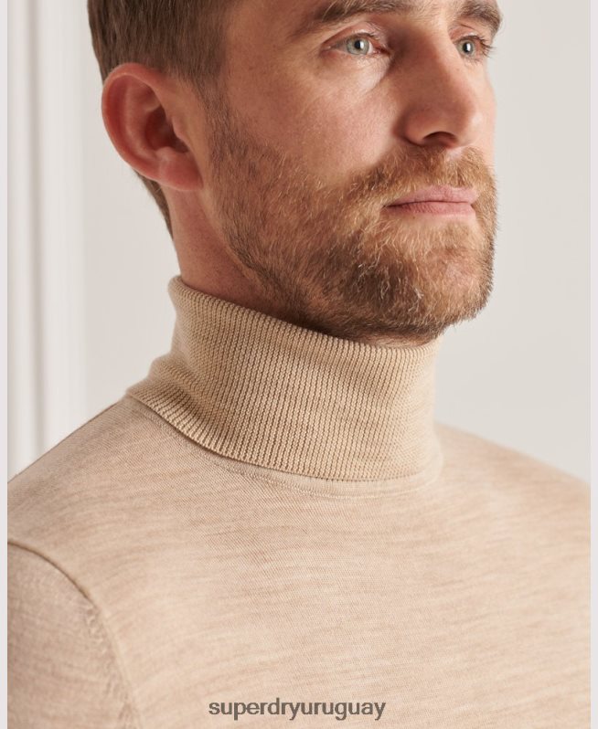 uy Superdry hombres suéter con cuello vuelto de merino studios beige DT2N8Z5310 ropa