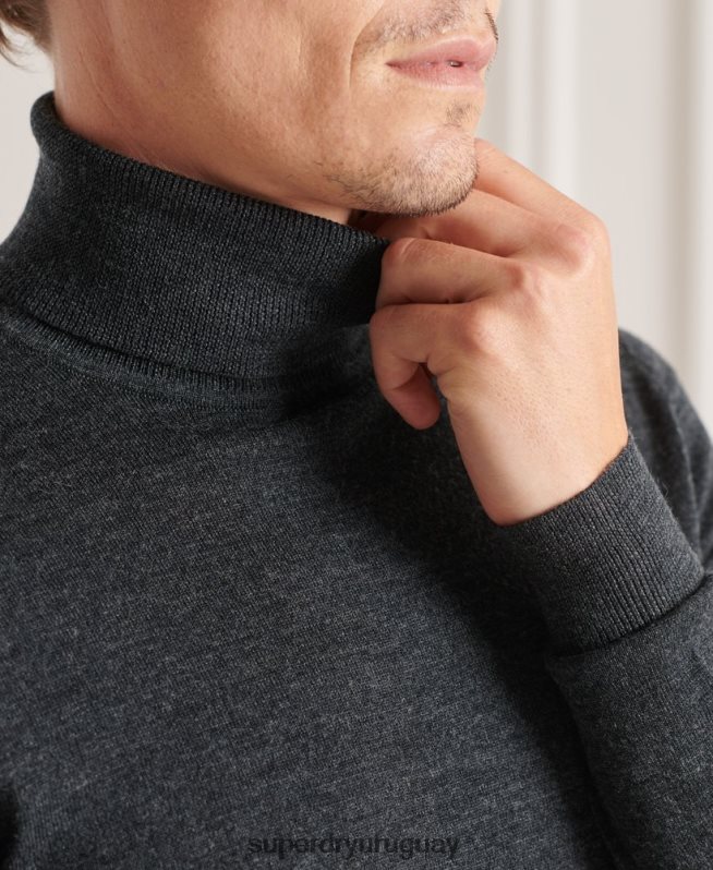 uy Superdry hombres suéter con cuello vuelto de merino studios gris oscuro DT2N8Z1326 ropa