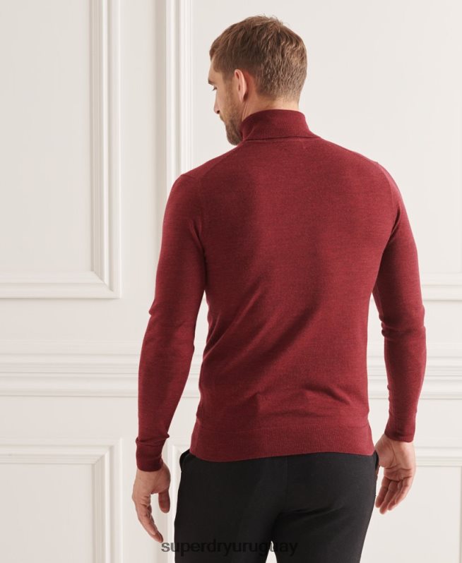 uy Superdry hombres suéter con cuello vuelto de merino studios rojo DT2N8Z1325 ropa