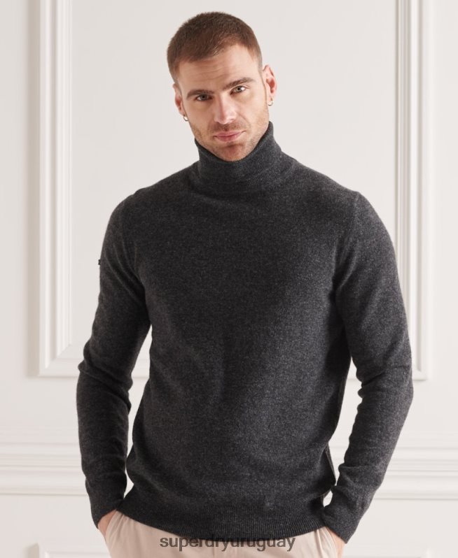 uy Superdry hombres suéter con cuello vuelto gris oscuro DT2N8Z5304 ropa