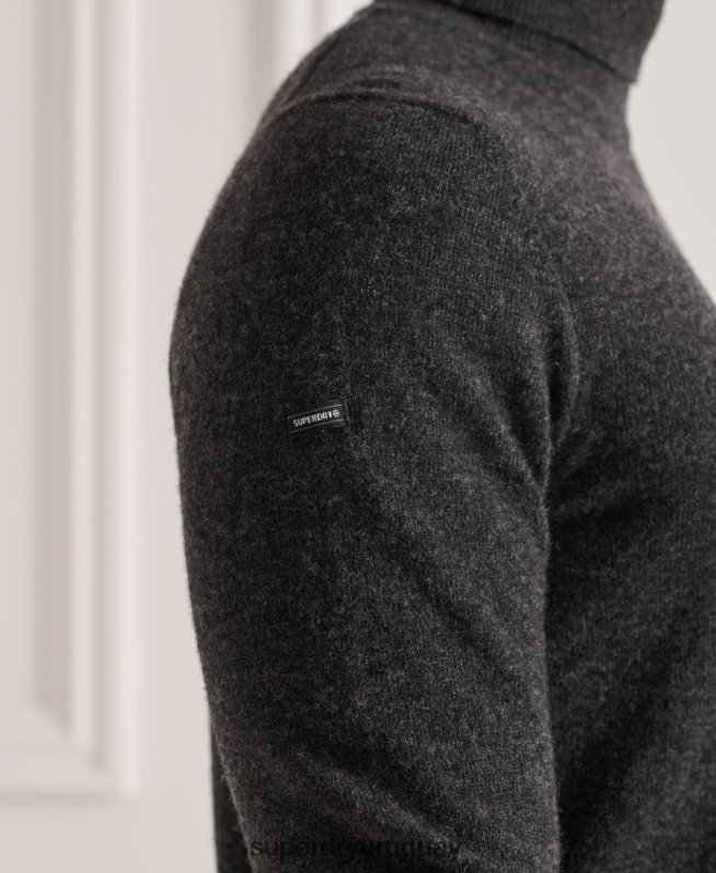 uy Superdry hombres suéter con cuello vuelto gris oscuro DT2N8Z5304 ropa