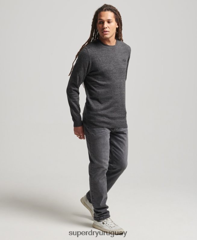 uy Superdry hombres suéter con etiqueta naranja gris DT2N8Z5335 ropa
