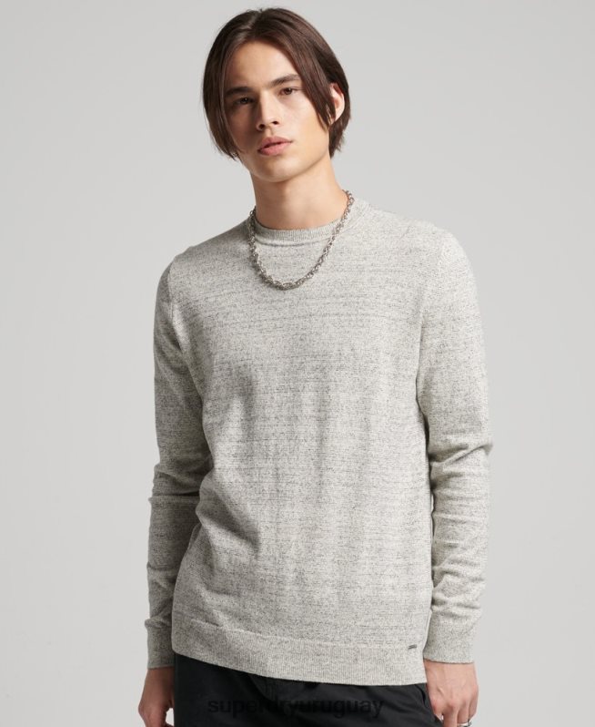 uy Superdry hombres suéter con etiqueta naranja gris claro DT2N8Z1365 ropa