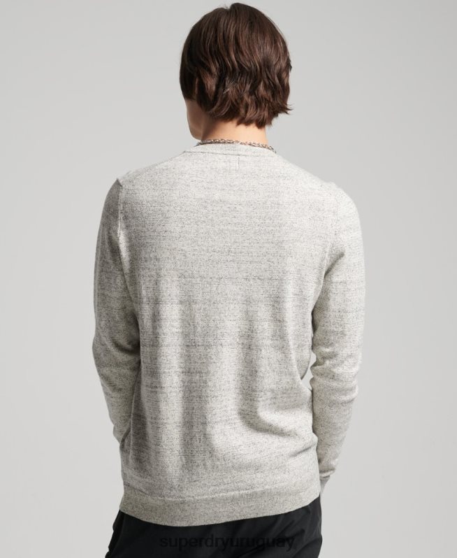 uy Superdry hombres suéter con etiqueta naranja gris claro DT2N8Z1365 ropa