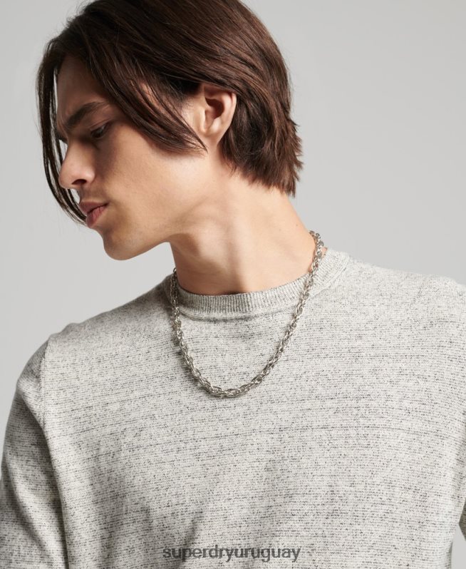 uy Superdry hombres suéter con etiqueta naranja gris claro DT2N8Z1365 ropa