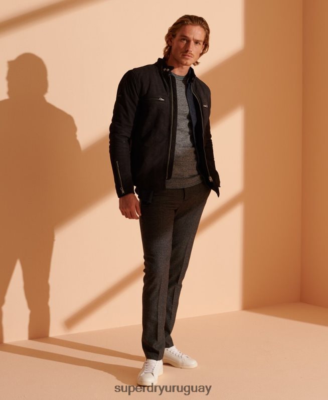 uy Superdry hombres suéter con etiqueta naranja gris oscuro DT2N8Z5356 ropa