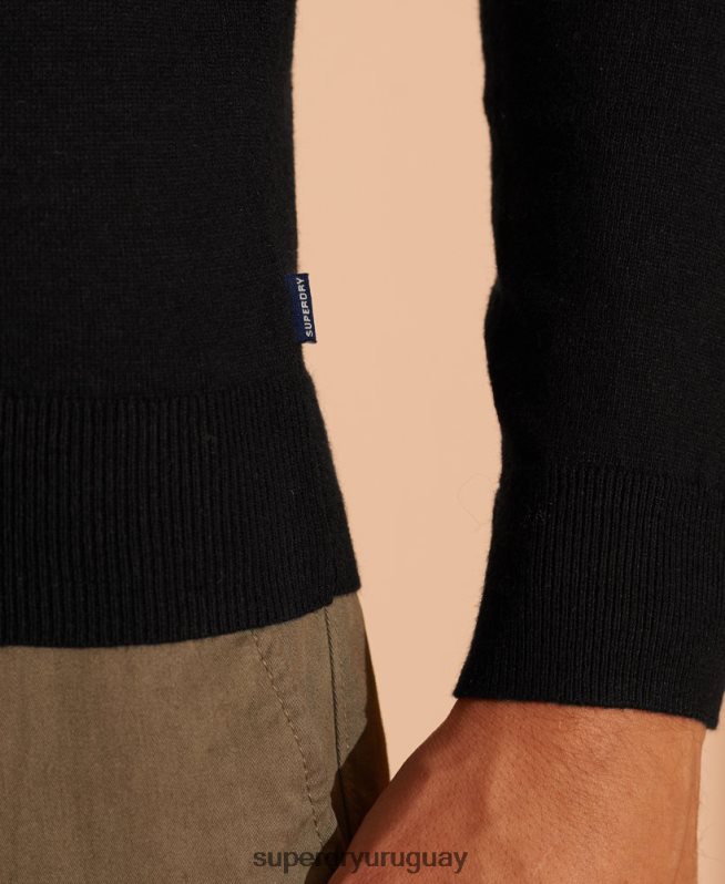 uy Superdry hombres suéter con etiqueta naranja negro DT2N8Z5327 ropa