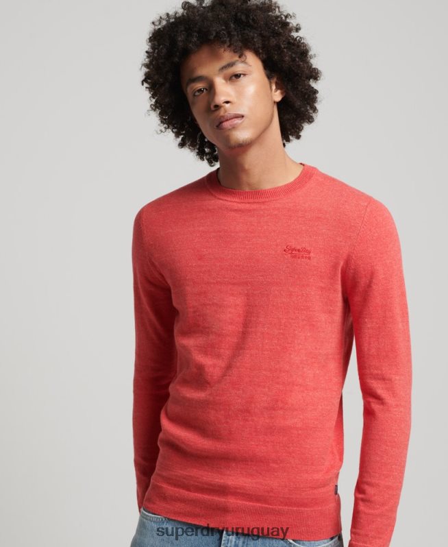 uy Superdry hombres suéter con etiqueta naranja rojo DT2N8Z5352 ropa