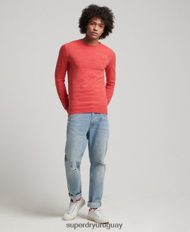 uy Superdry hombres suéter con etiqueta naranja rojo DT2N8Z5352 ropa
