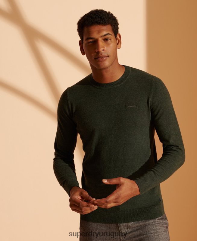 uy Superdry hombres suéter con etiqueta naranja verde DT2N8Z5340 ropa