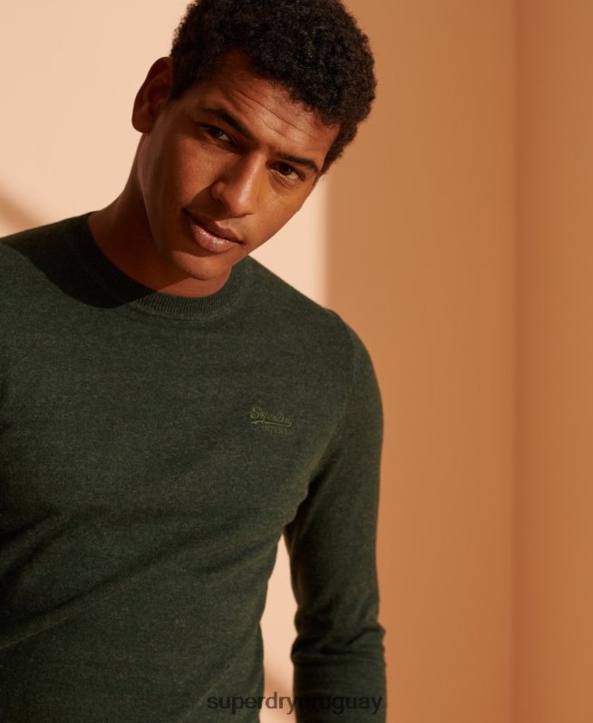 uy Superdry hombres suéter con etiqueta naranja verde DT2N8Z5340 ropa