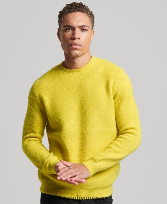 uy Superdry hombres suéter de punto cepillado amarillo DT2N8Z5242 ropa