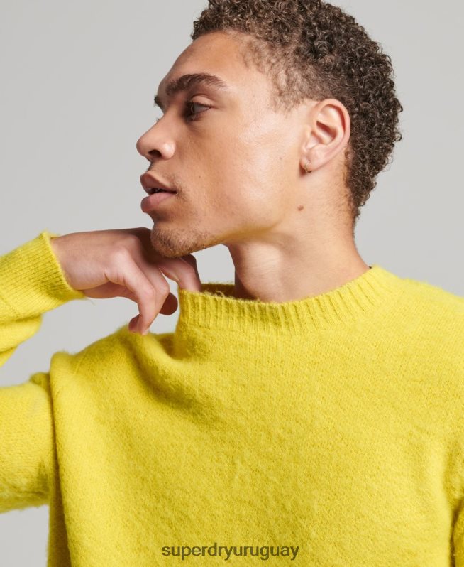 uy Superdry hombres suéter de punto cepillado amarillo DT2N8Z5242 ropa