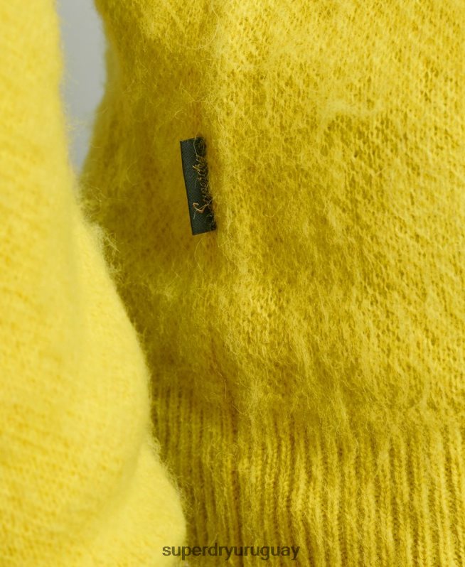 uy Superdry hombres suéter de punto cepillado amarillo DT2N8Z5242 ropa