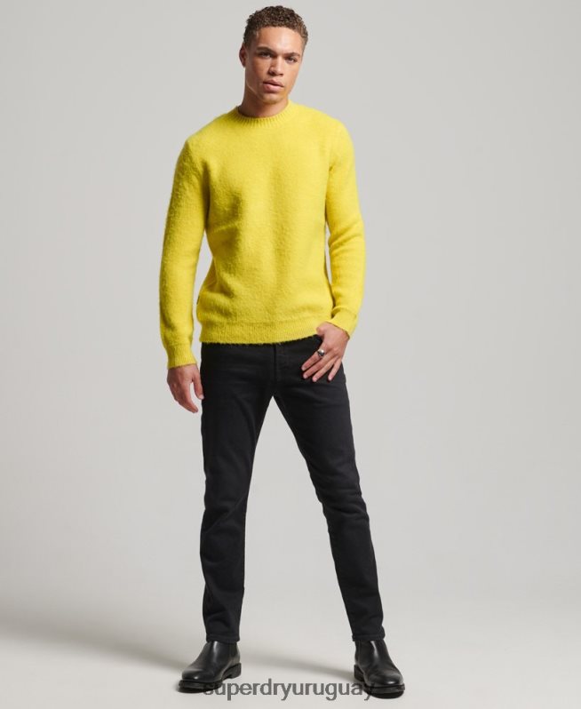 uy Superdry hombres suéter de punto cepillado amarillo DT2N8Z5242 ropa