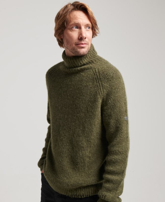 uy Superdry hombres suéter grueso con cuello vuelto de Studios caqui DT2N8Z5269 ropa