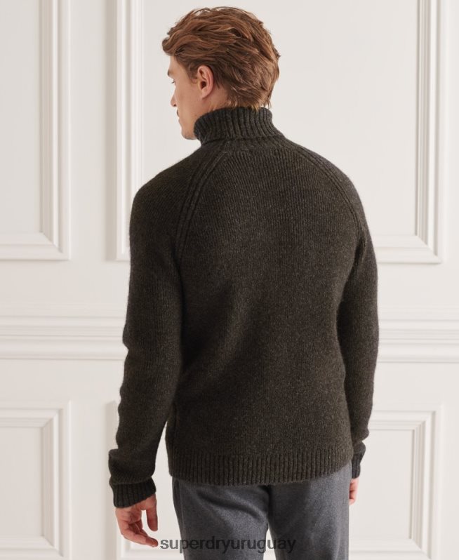 uy Superdry hombres suéter grueso con cuello vuelto de Studios gris oscuro DT2N8Z5329 ropa