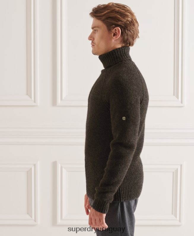 uy Superdry hombres suéter grueso con cuello vuelto de Studios gris oscuro DT2N8Z5329 ropa