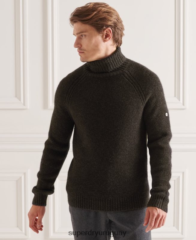uy Superdry hombres suéter grueso con cuello vuelto de Studios gris oscuro DT2N8Z5329 ropa
