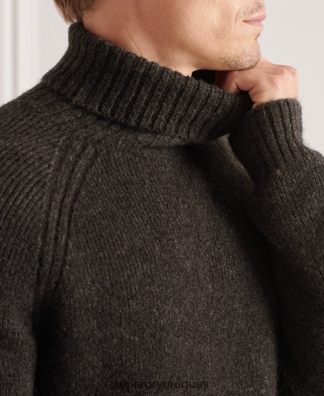 uy Superdry hombres suéter grueso con cuello vuelto de Studios gris oscuro DT2N8Z5329 ropa