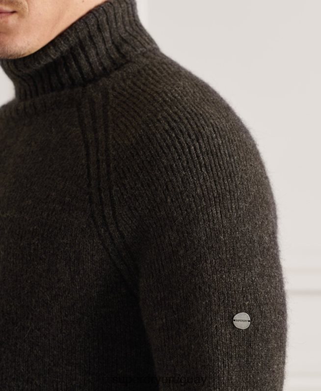 uy Superdry hombres suéter grueso con cuello vuelto de Studios gris oscuro DT2N8Z5329 ropa
