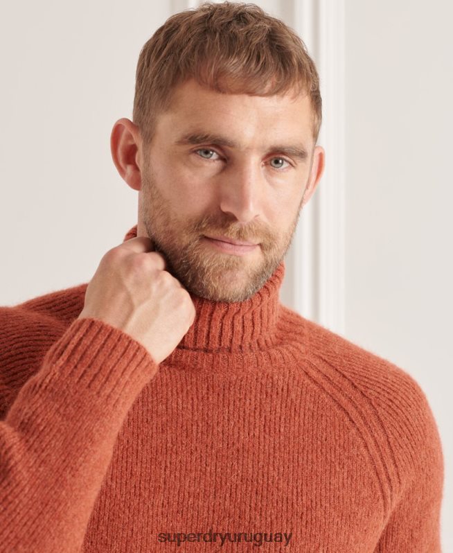 uy Superdry hombres suéter grueso con cuello vuelto de Studios naranja DT2N8Z5311 ropa