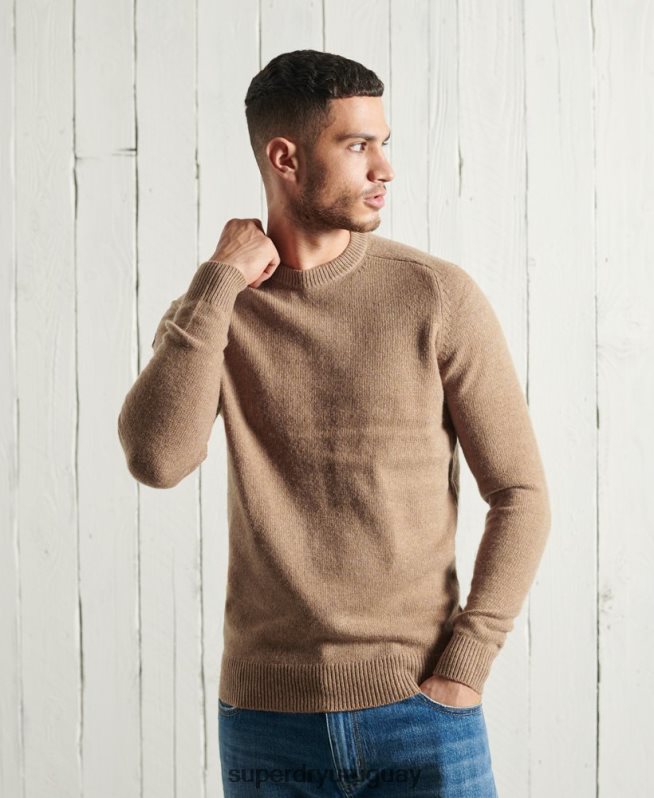 uy Superdry hombres suéter harlo crew beige DT2N8Z5307 ropa