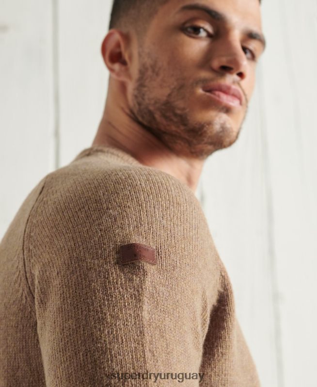 uy Superdry hombres suéter harlo crew beige DT2N8Z5307 ropa