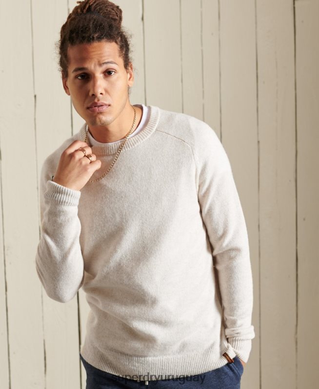 uy Superdry hombres suéter harlo crew blanco DT2N8Z5295 ropa