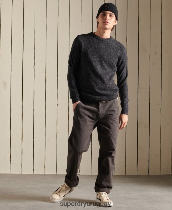 uy Superdry hombres suéter harlo crew negro DT2N8Z5326 ropa