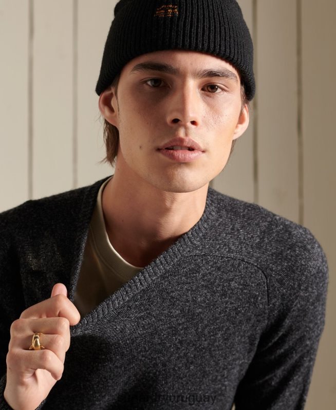uy Superdry hombres suéter harlo crew negro DT2N8Z5326 ropa