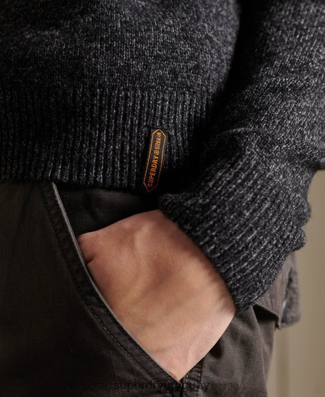 uy Superdry hombres suéter harlo crew negro DT2N8Z5326 ropa
