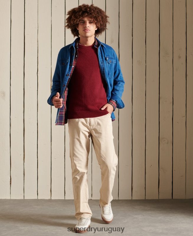 uy Superdry hombres suéter harlo crew rojo DT2N8Z5302 ropa