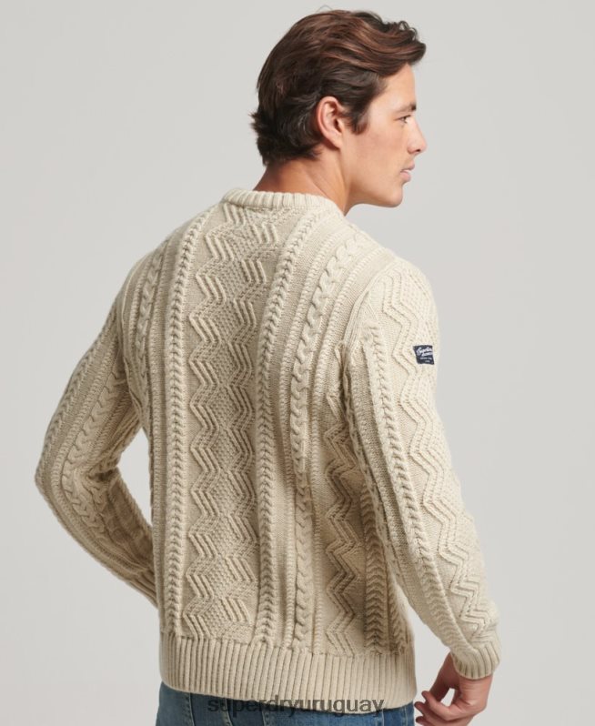 uy Superdry hombres suéter jacob crew crema DT2N8Z1305 ropa
