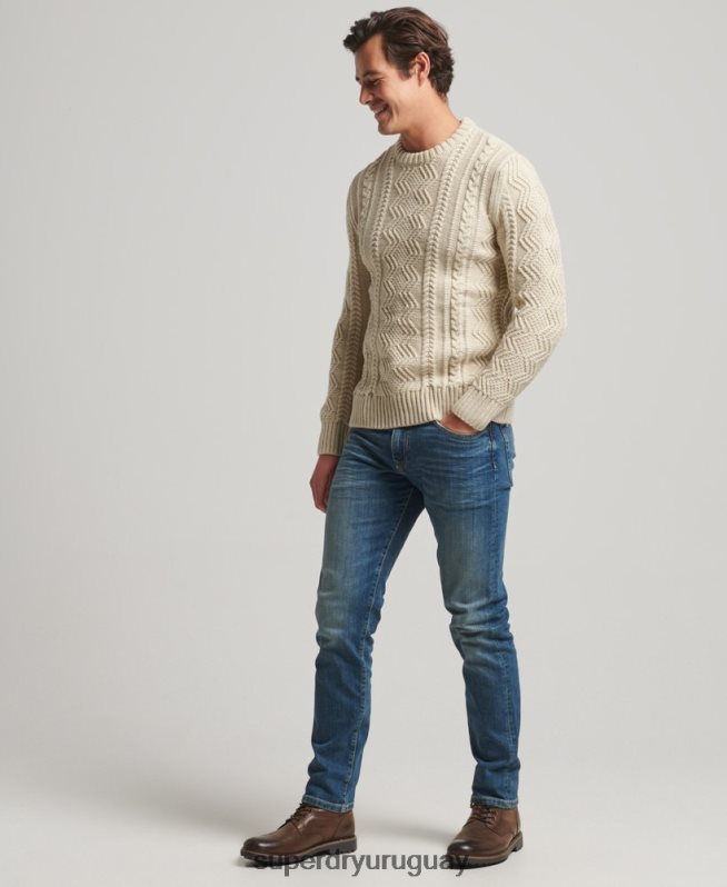 uy Superdry hombres suéter jacob crew crema DT2N8Z1305 ropa