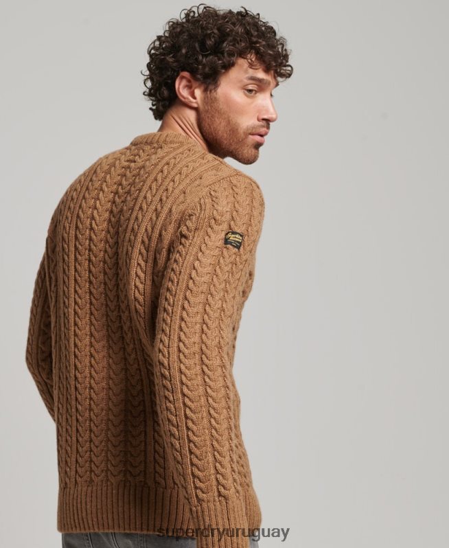 uy Superdry hombres suéter jacob crew marrón DT2N8Z1283 ropa