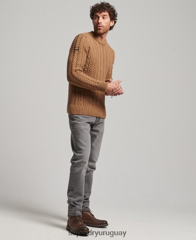 uy Superdry hombres suéter jacob crew marrón DT2N8Z1283 ropa