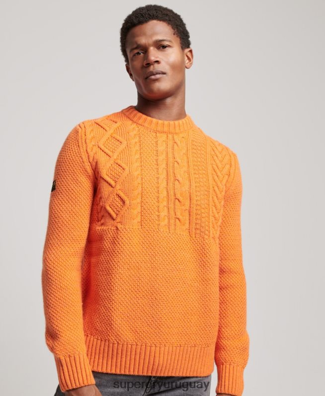 uy Superdry hombres suéter jacob crew naranja DT2N8Z1250 ropa