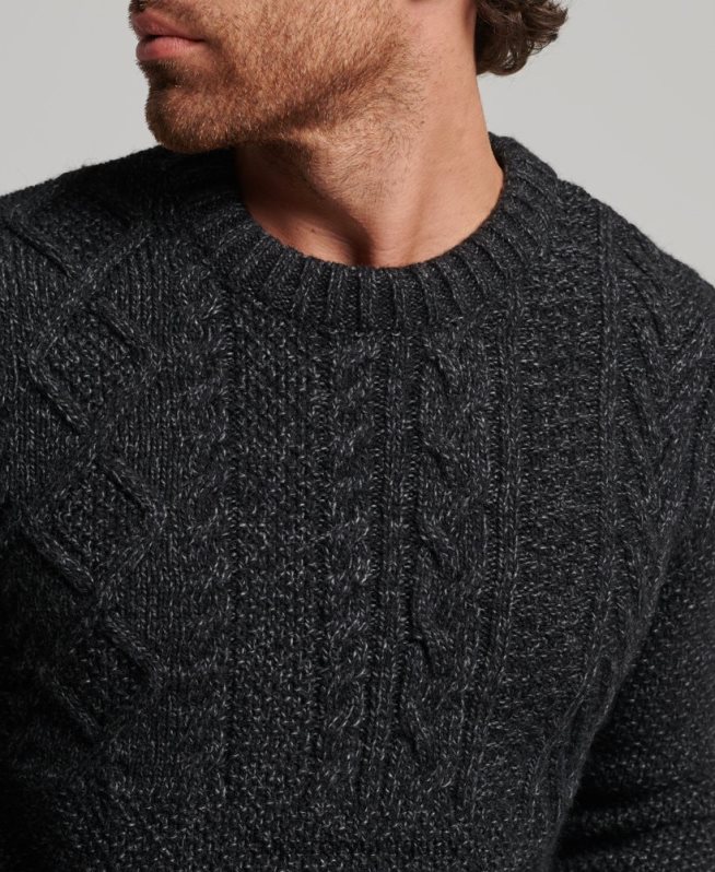 uy Superdry hombres suéter jacob crew negro DT2N8Z1259 ropa