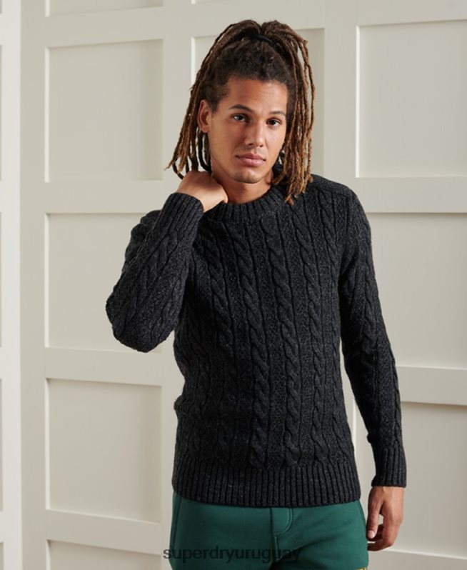 uy Superdry hombres suéter jacob crew negro DT2N8Z5325 ropa