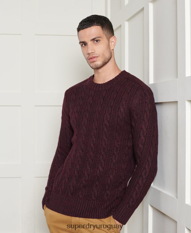 uy Superdry hombres suéter jacob crew rojo DT2N8Z5347 ropa