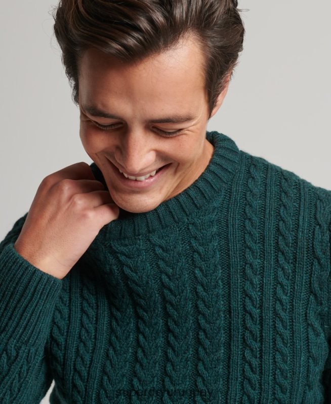 uy Superdry hombres suéter jacob crew verde DT2N8Z1280 ropa