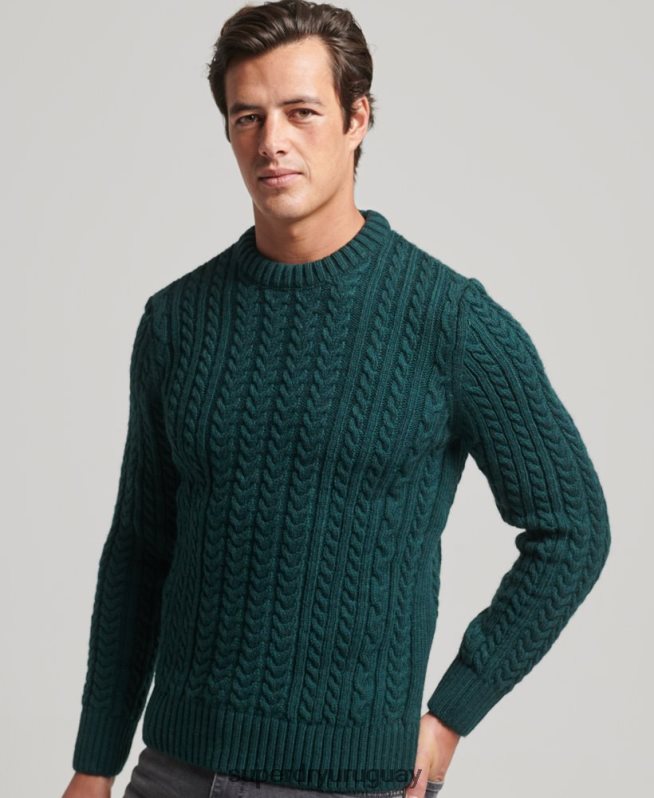 uy Superdry hombres suéter jacob crew verde DT2N8Z1280 ropa