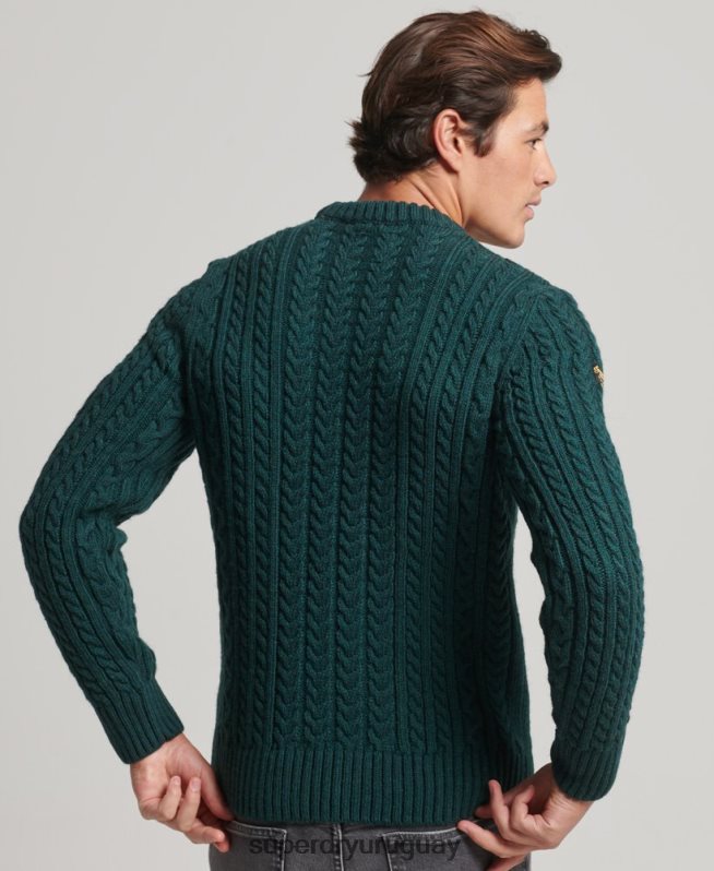 uy Superdry hombres suéter jacob crew verde DT2N8Z1280 ropa