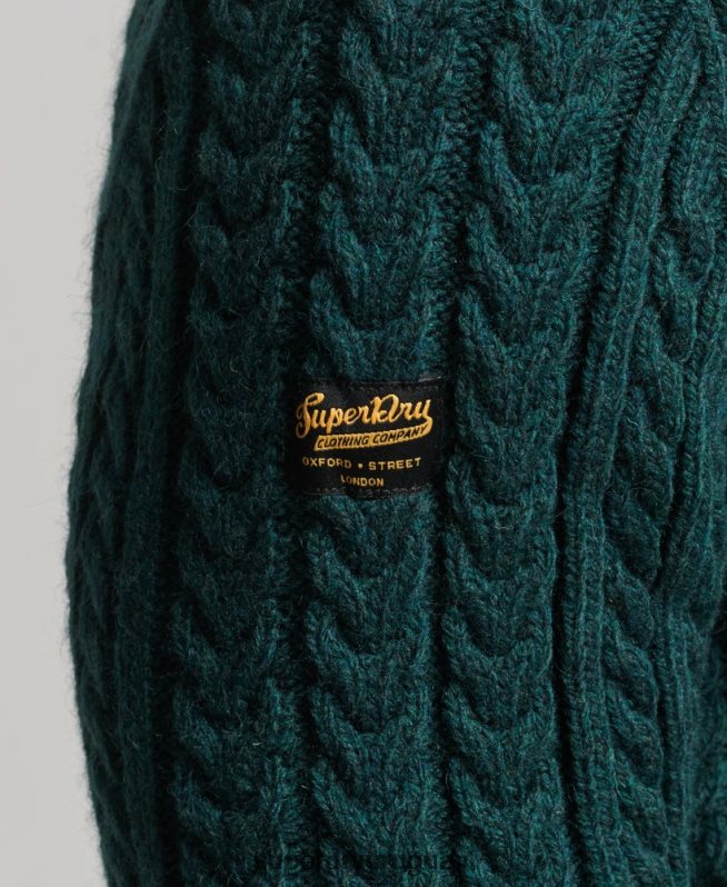 uy Superdry hombres suéter jacob crew verde DT2N8Z1280 ropa